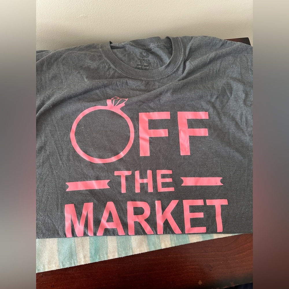 Gray T-Shirt with Pink 'Off the Market' Print